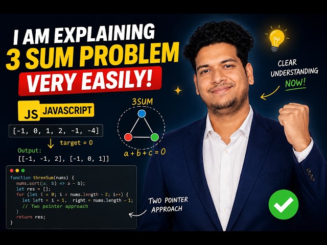 3 SUM Problem in JavaScript Explained SUPER Easily! | Step-by-Step + Dry Run