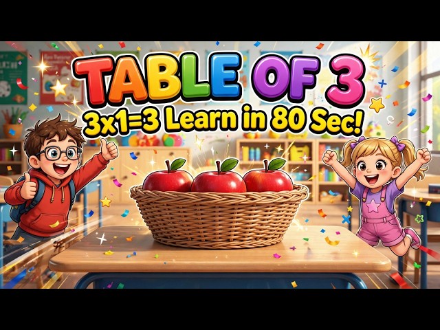 Table of 3 | 3x1=3 to 3x10=30 | 3 Ka Pahada | Maths Table Song for Kids | Learn Multiplication