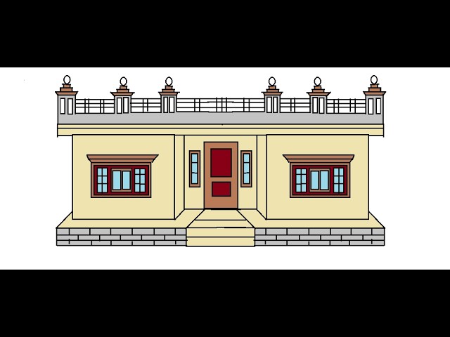 How to draw house in ms paint | paint in computer|