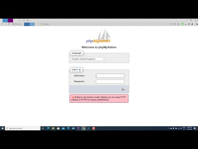 Phpmyadmin Failed to set session cookie. Maybe you are using HTTP instead of HTTPS