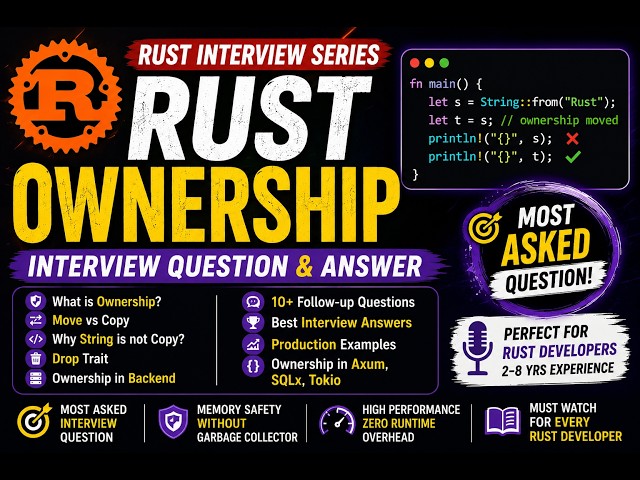 Rust Ownership Explained | Rust Interview Questions & Answers 2026 | Memory Management for Beginners