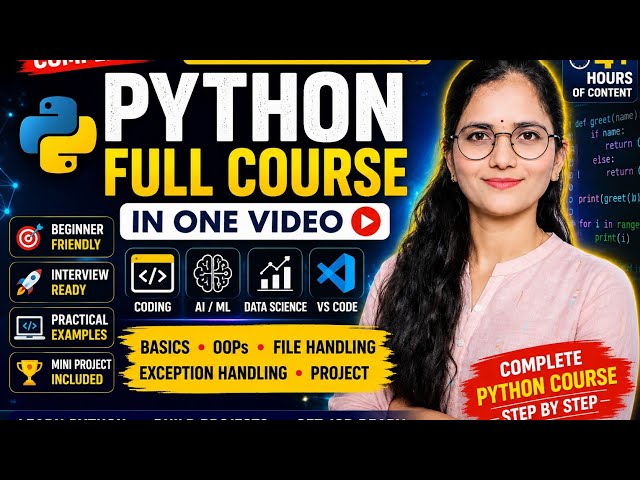 Python Full Course 2026 🔥 | Complete Python Tutorial for Beginners to Advanced | Interview Questions
