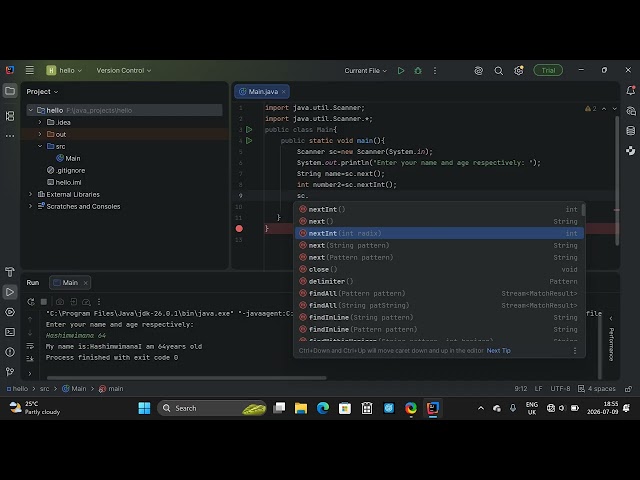 lesson 6 user inputs in java