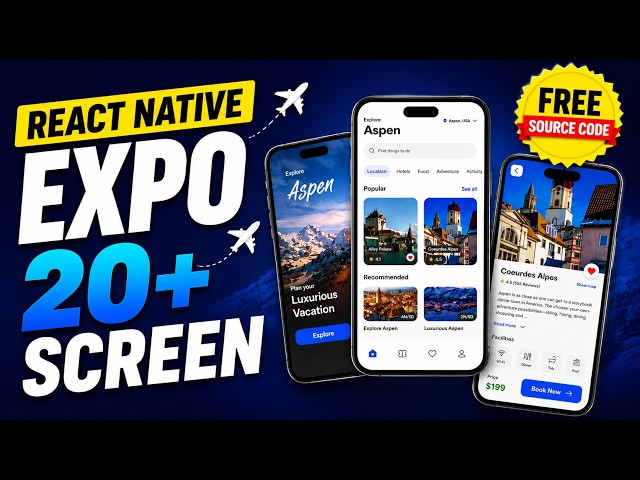 FREE Source Code 🔥 React Native Travel Booking App| 21+ Screens | Expo + Node JS + Express + MongoDB