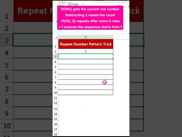 Excel Trick: Repeat Pattern 🔁