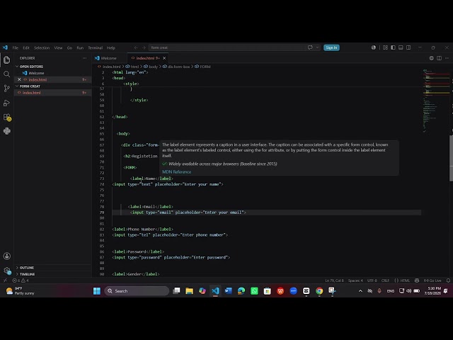 HTML Form Design Practical | Create a Registration Form Using HTML | Lesson 03