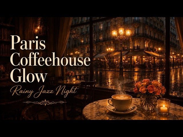 Paris Coffehouse Glow | Parisian Café. Rainy Evening. Smooth Jazz Café Music Ambience
