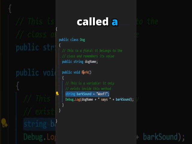 Difference Between a Variable and Field | Learning Game Dev - Day 60