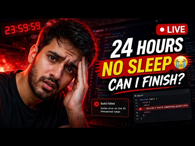 🔴 LIVE: 24 Hour Coding Challenge… No Sleep, Just Code | PART - 2 #coding #livecoding