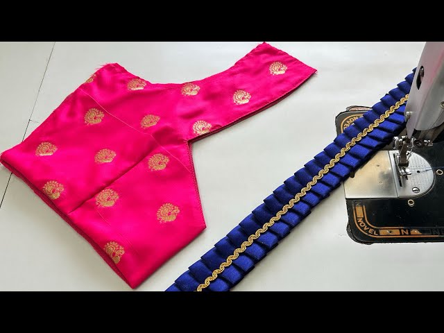 Simple And Easy Blouse Back Design | Frill Blouse | Cutting And Stitching Back Neck Blouse Design