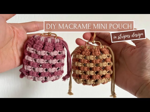 Diy Macrame Mini Pouch in Stripes Design | Airpods Case | Macrame Tutorial
