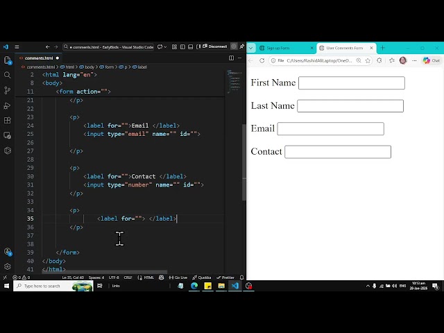 How to Create User comments form in HTML