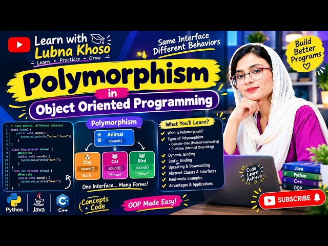 Polymorphism in Object-Oriented Programming | OOP Concepts Explained | Learn with Lubna Khoso