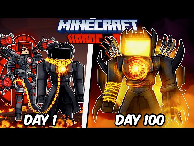 I Survived 100 Days as TITAN TV MAN in Hardcore Minecraft!