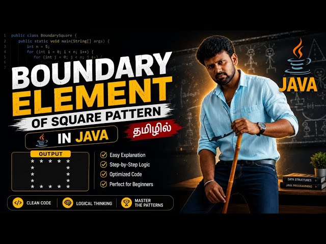 Boundary Elements of a Square Pattern in Java in Tamil | Top IT Company FAQ Coding Question