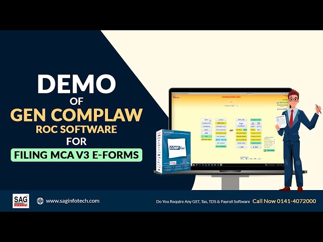 Demo of Gen CompLaw ROC Software for Filing MCA V3 e-Forms | SAG Infotech #ROC #Software