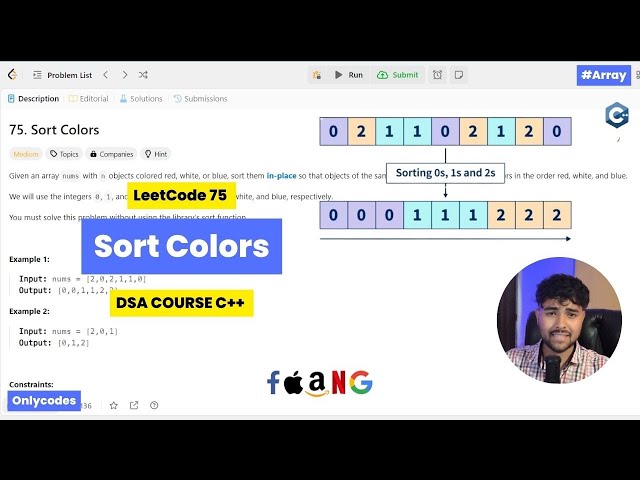 Sort Colors | LeetCode 75 | Top Placement Question | Easy Solution For Beginners || DSA Course C++