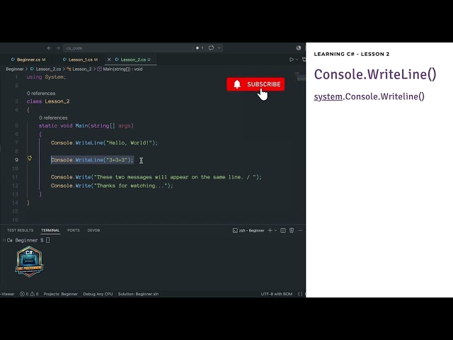 C# Lessons - Console.WriteLine