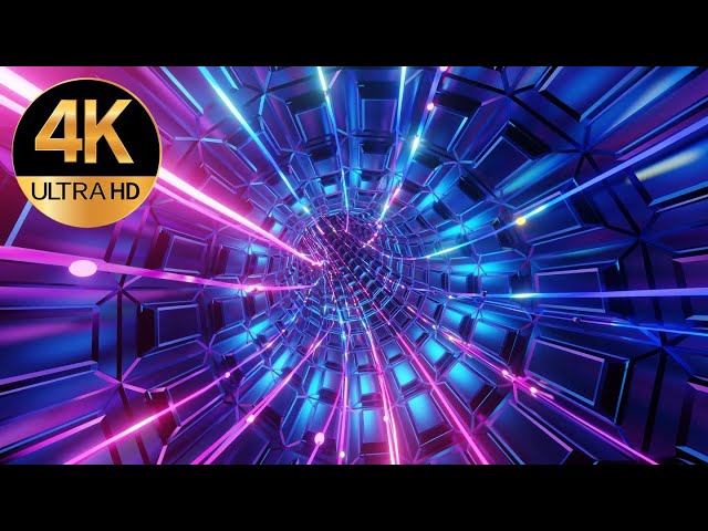 10 Hour 4k TV Fast moving metallic Blue Pink Neon led screen light Tunnel Abstract background video