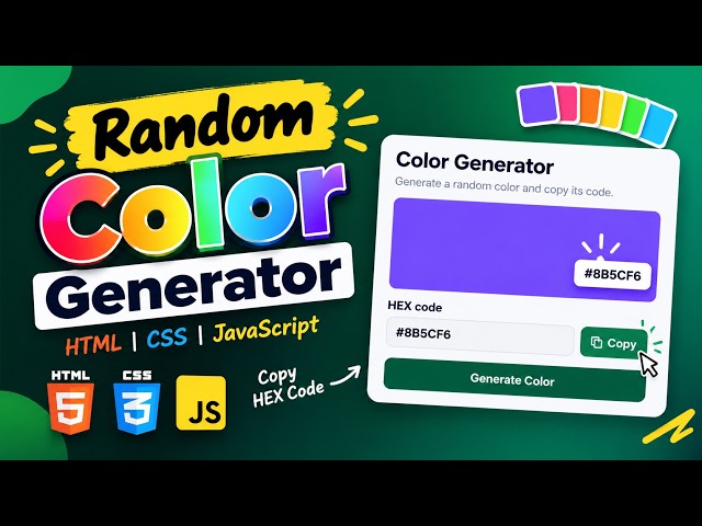 Generador de colores aleatorios con HTML CSS JavaScript | Proyecto de copiar código HEX