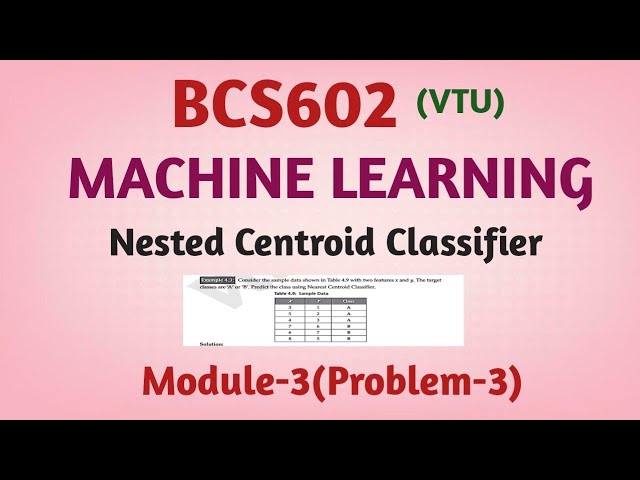 Machine learning|Nested Centroid Classifier problem|BCS602 imp questions|ML Problems|VTU|eduyodha
