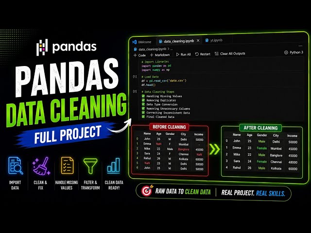PANDAS BASICS | I BUILT A FULL DATA CLEANING PROJECT IN PANDAS #youtube #panda