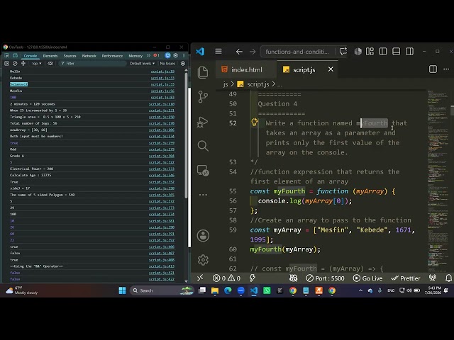 JavaScript Practice Exercises Functions & Conditional Statements
