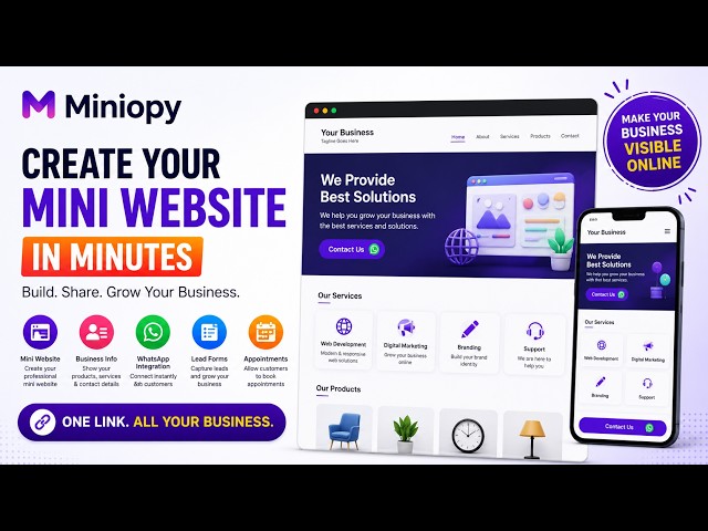 Create a Professional Mini Website with Miniopy | No Coding Required | Mini Website Builder