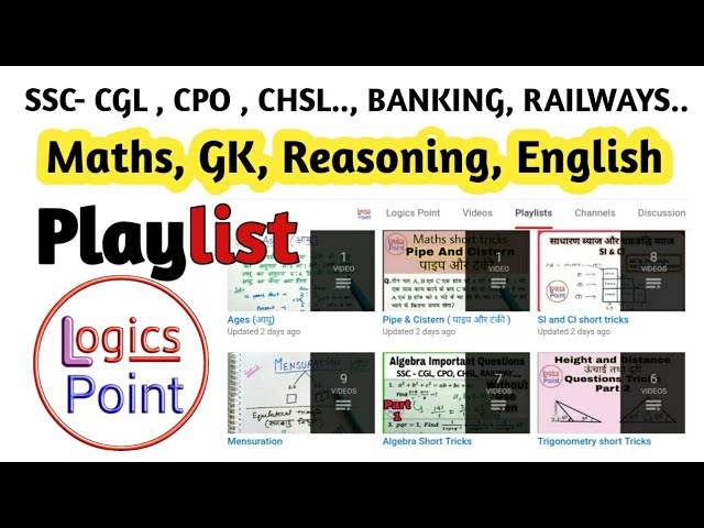 Logics point All Videos Playlist Topics wise | Maths playlist