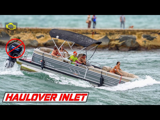 Pontoon Engine Fails in Dangerous Haulover Tide!