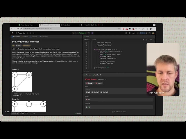 Daily Live Coding Interview Practice — Thinking Aloud, No Rehearsal — LC 684 Redundant Connection
