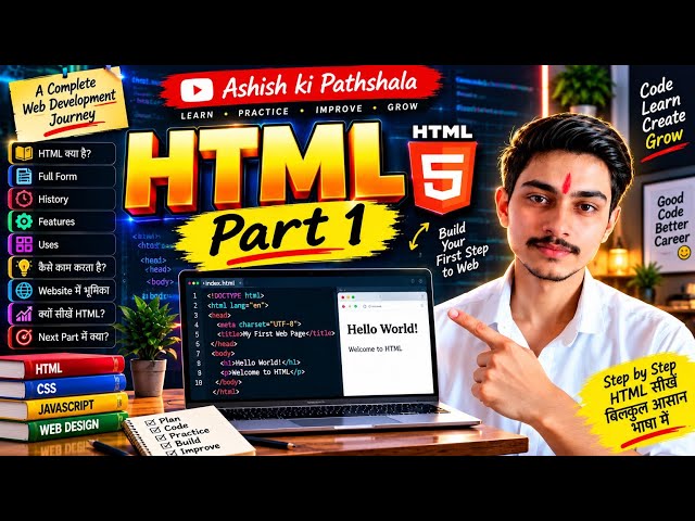 HTML Part 1 🔥 | What is HTML? Full Form, History, Features & Uses | HTML Tutorial