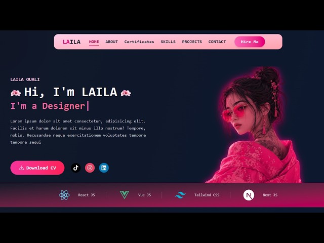 ReactJS, TailwindCSS 4.3 || Build a Complete  Portfolio Website from scratch 🌸