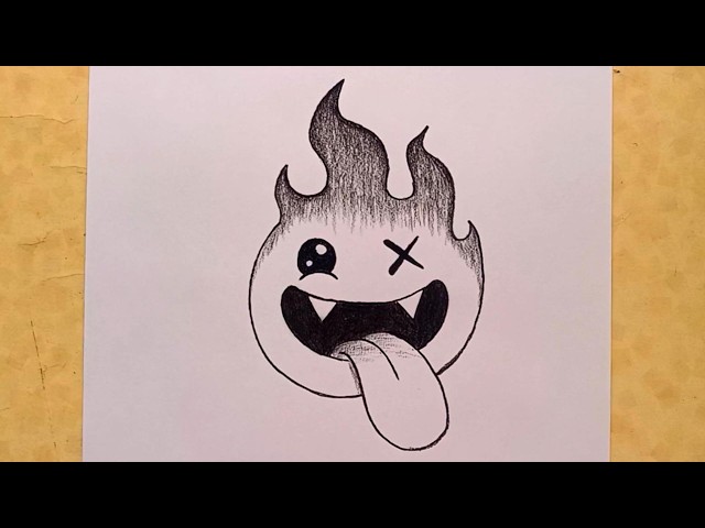 How to Draw a Cute Flame Character Easy  Step by Step Fire Doodle Sketch 🔥✏️