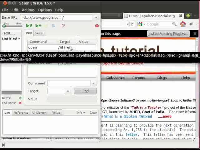Installation of Add ons and selenium action commands - English