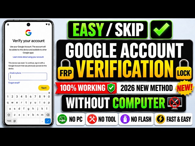 🔥 How To Bypass Google Account Verification FRP Lock On Any Android Device Without PC 2026 Update 🚀