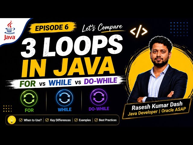 Difference Between for, while & do-while Loop in Java |Episode 6 #java #loops 