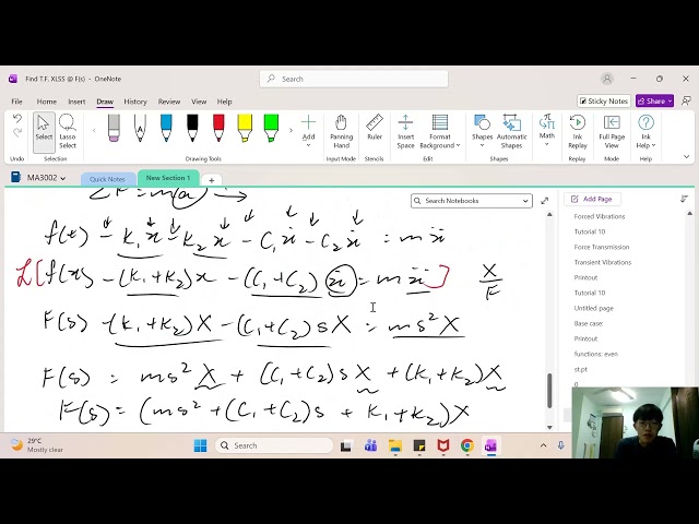 Control Theory MA3005 Tutorial 3 Modelling Mechanical Systems