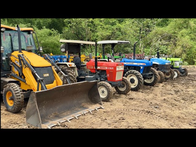JCB 3dx Loading Mud | Swaraj Trolly Accident | New Holland 5500 Accident while working | Eicher 242