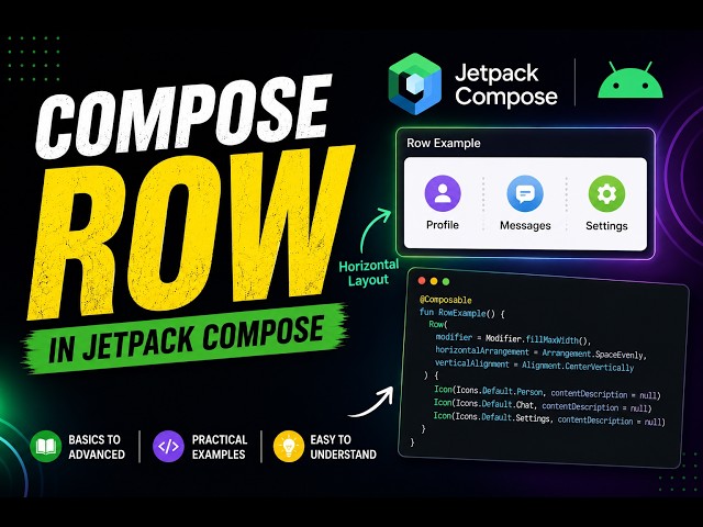 Jetpack Compose Row Explained | Complete Android UI Layout Tutorial