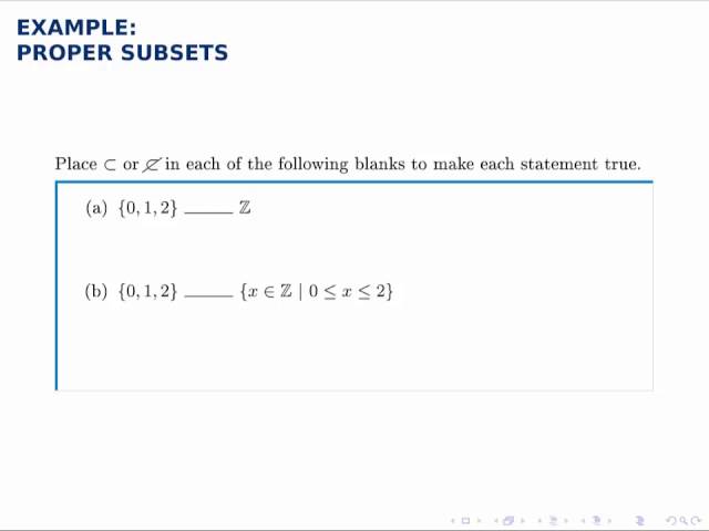 Set Theory Example: Proper Subsets