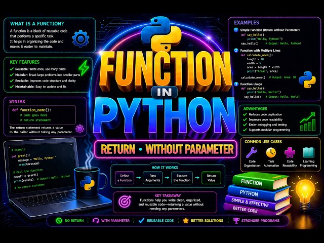 Function In Python | Return Without Parameter In Python