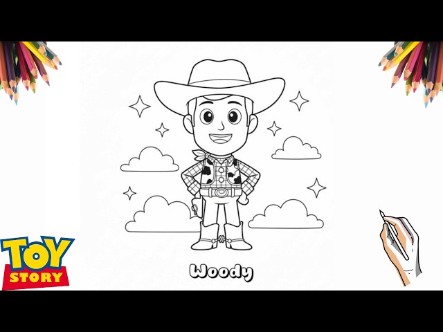How to Draw Chibi Woody 🤠 | Toy Story | Easy Step-by-Step Coloring Tutorial
