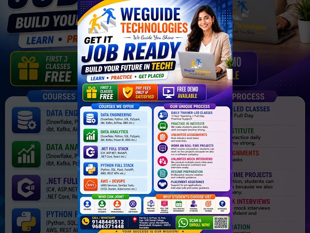 Data Engineering(Snowflake, data bricks) training by Weguide technologies