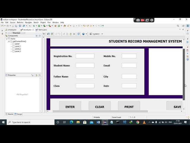 How to design Students Record Management System in Java | JAVA ECLIPSE SWING | Complete Software