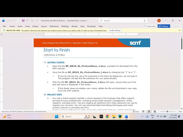 New Perspectives Word 2019 | Module 9: SAM Project 1b Start to Finish