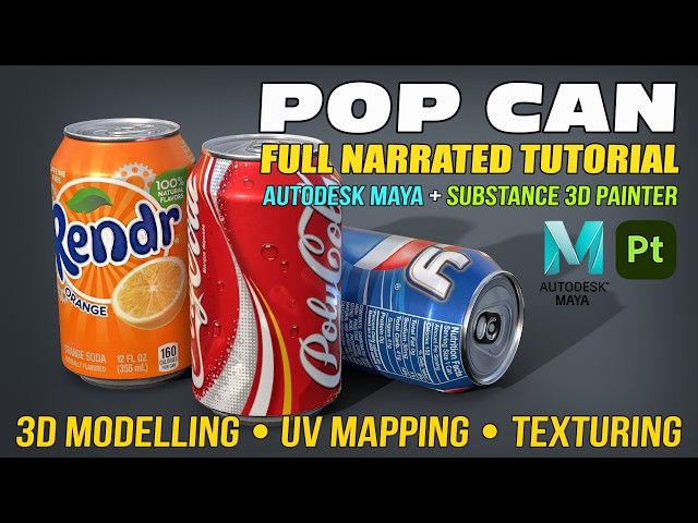 Beginner 3D Prop Tutorial | Model, UV & Texture a Pop Can | Autodesk Maya + Substance 3D Painter
