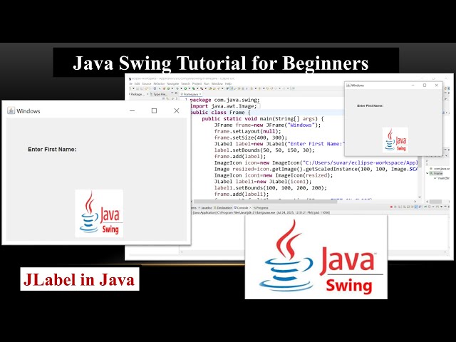 Java Swing Tutorial: How to Display Image and Text using JLabel | Full Example