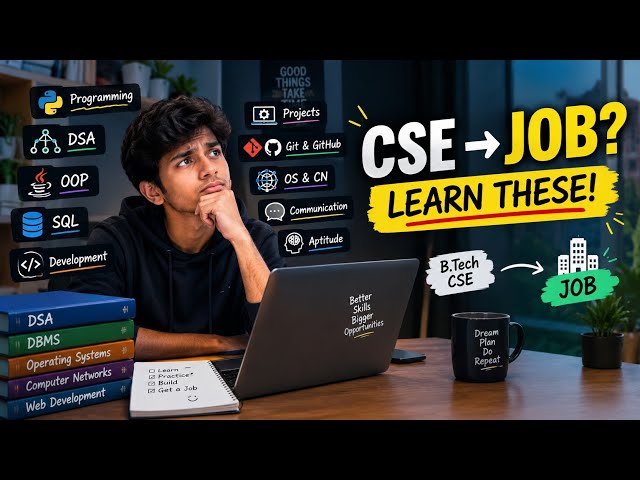 B.Tech CSE Student? Learn These Skills to Get a Job in 2026 🚀 | Complete Roadmap