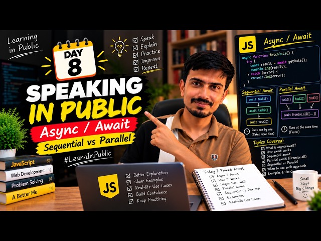 Speaking in Public: Day 8 | Async/Await, Sequential & Parallel Await | #LearnInPublic
